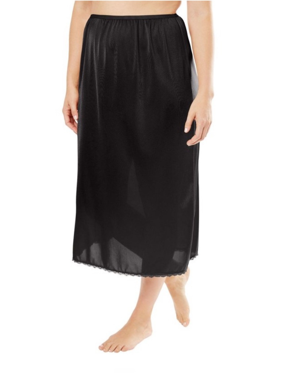 NEW! Black Half Slip, Nylon, Size 1X, 31” Long, Comfort Choice, NWT
